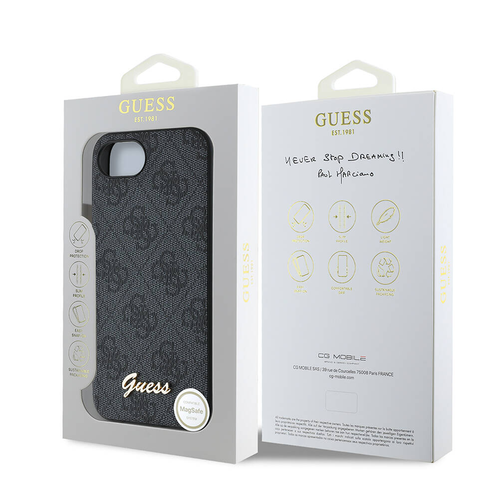 Apple iPhone 17E Kılıf Guess Orjinal Lisanslı 4G Desenli Script Metal Logolu Kapak - 10