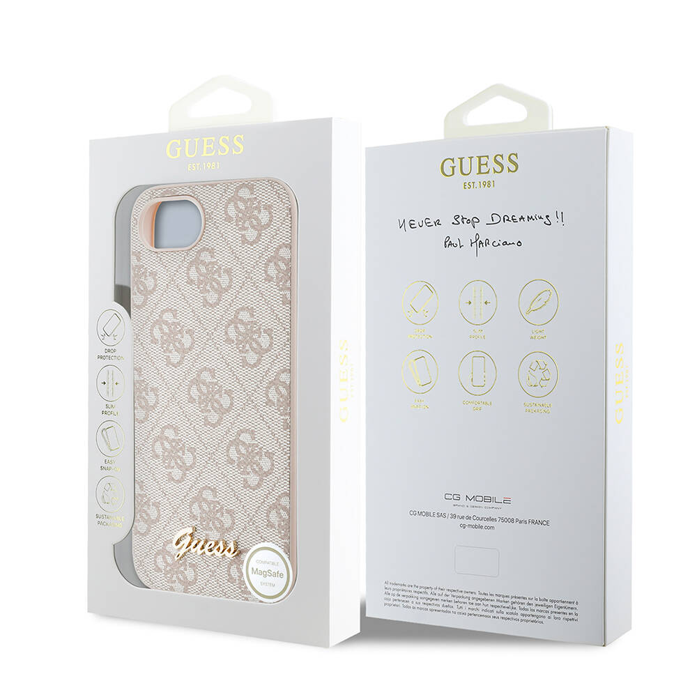 Apple iPhone 17E Kılıf Guess Orjinal Lisanslı 4G Desenli Script Metal Logolu Kapak - 17