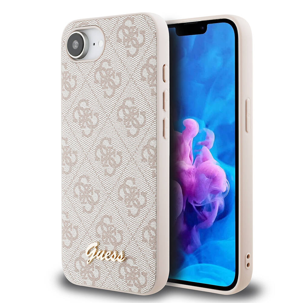 Apple iPhone 17E Kılıf Guess Orjinal Lisanslı 4G Desenli Script Metal Logolu Kapak - 1