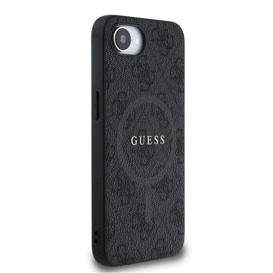 Apple iPhone 17E Kılıf Guess Orjinal Lisanslı M-safe Şarj Özellikli PU Halkalı 4G Desenli Yazı Logolu Kapak - 10