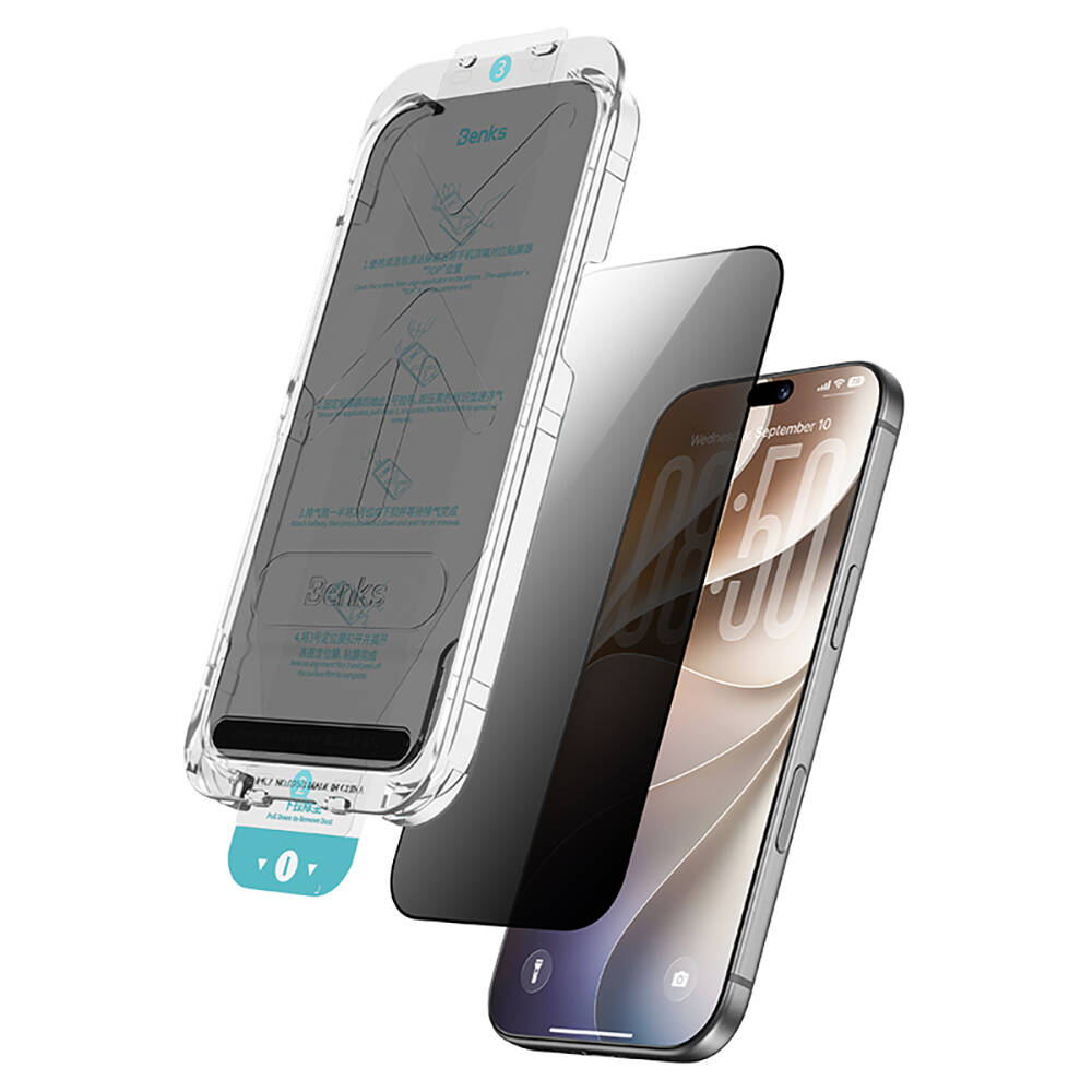 Apple iPhone 18 Pro Benks OmniWarrior Privacy Cam Ekran Koruyucu + Kolay Uygulama Aparatlı - 4