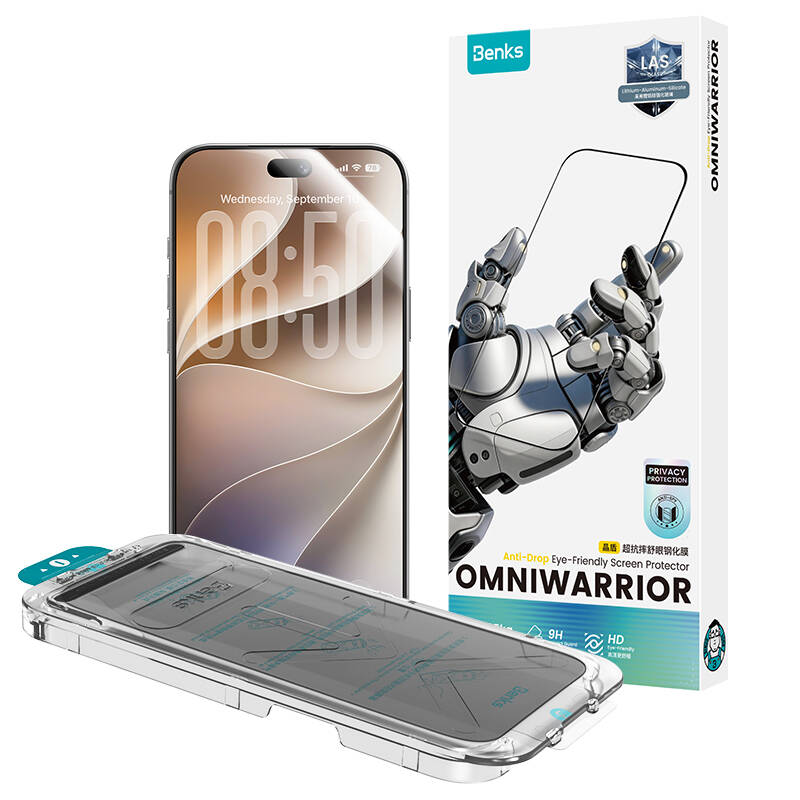Apple iPhone 18 Pro Benks OmniWarrior Privacy Cam Ekran Koruyucu + Kolay Uygulama Aparatlı - 8