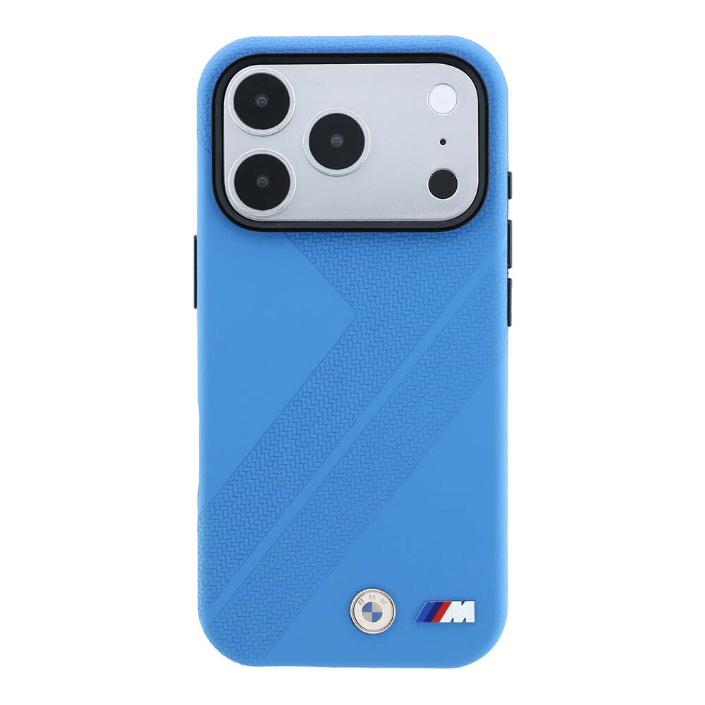 Apple iPhone 18 Pro Kılıf BMW Orjinal Lisanslı M-safe Şarj Özellikli M Logolu Lastik İzi Desenli Kapak - 3