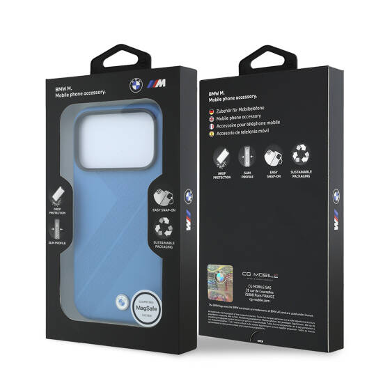 Apple iPhone 18 Pro Kılıf BMW Orjinal Lisanslı M-safe Şarj Özellikli M Logolu Lastik İzi Desenli Kapak - 8