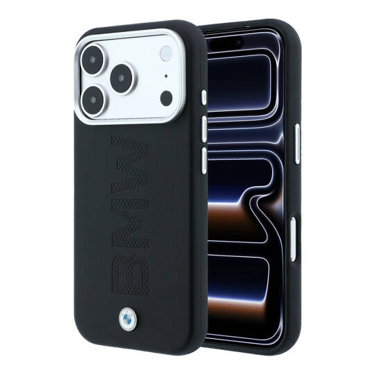 Apple iPhone 18 Pro Kılıf BMW Orjinal Lisanslı M-safe Şarj Özellikli Ortalı Sıcak Damga Logolu Deri Kapak