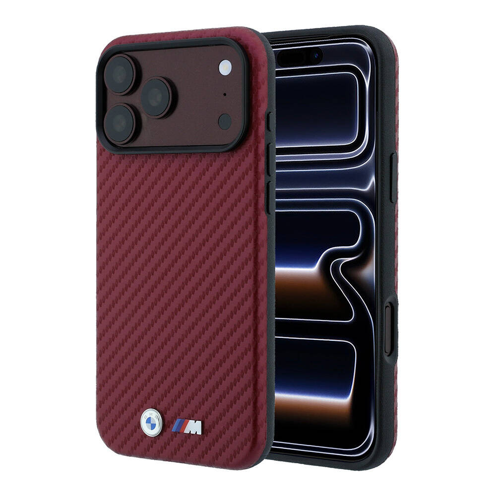 Apple iPhone 18 Pro Kılıf BMW Orjinal Lisanslı M-safe Şarj Özellikli PU Karbon Tasarımlı Metal Logolu Kapak - 9