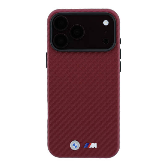 Apple iPhone 18 Pro Kılıf BMW Orjinal Lisanslı M-safe Şarj Özellikli PU Karbon Tasarımlı Metal Logolu Kapak - 11