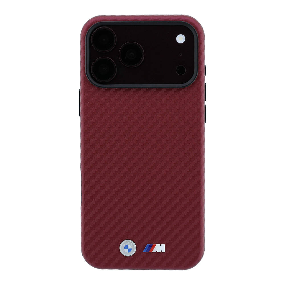 Apple iPhone 18 Pro Kılıf BMW Orjinal Lisanslı M-safe Şarj Özellikli PU Karbon Tasarımlı Metal Logolu Kapak - 11