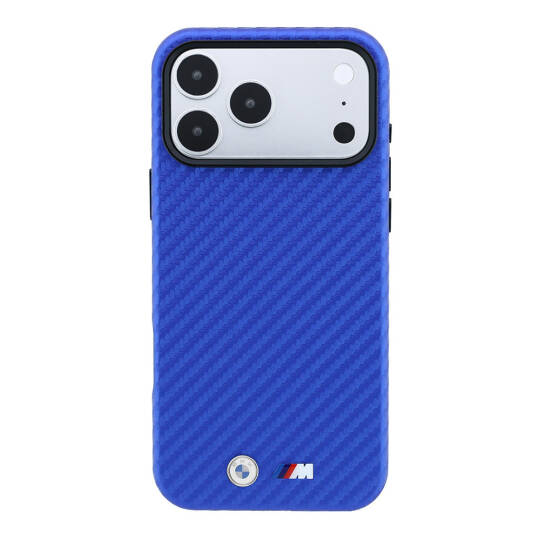 Apple iPhone 18 Pro Kılıf BMW Orjinal Lisanslı M-safe Şarj Özellikli PU Karbon Tasarımlı Metal Logolu Kapak - 3