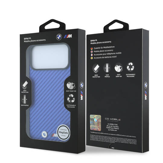 Apple iPhone 18 Pro Kılıf BMW Orjinal Lisanslı M-safe Şarj Özellikli PU Karbon Tasarımlı Metal Logolu Kapak - 8