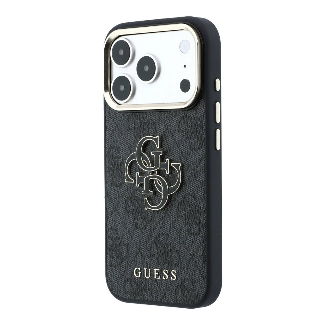 Apple iPhone 18 Pro Kılıf Guess Orjinal Lisanslı 4G Büyük Resin Logolu PU Kapak - 18