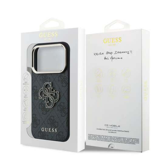 Apple iPhone 18 Pro Kılıf Guess Orjinal Lisanslı 4G Büyük Resin Logolu PU Kapak - 24