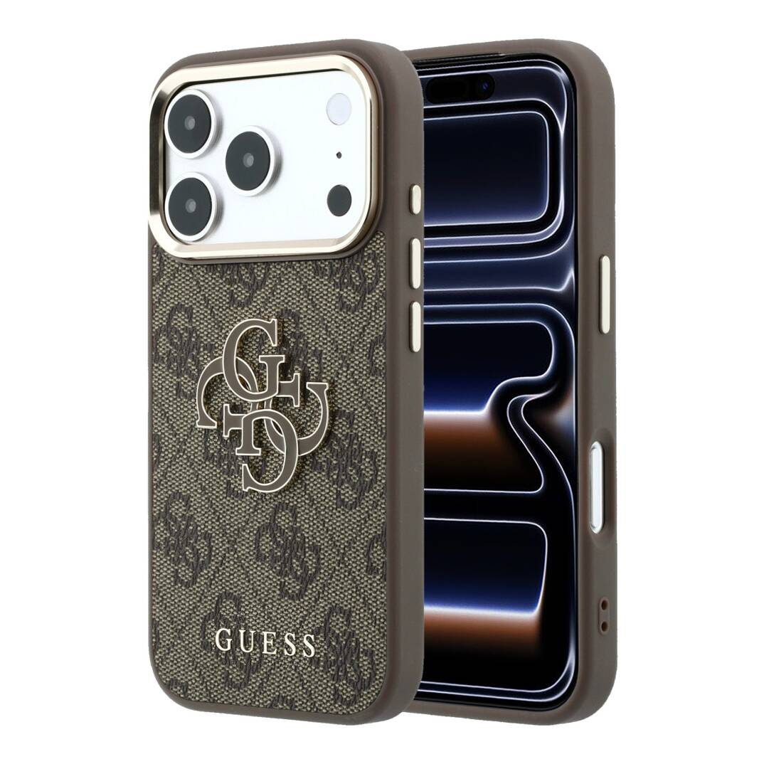 Apple iPhone 18 Pro Kılıf Guess Orjinal Lisanslı 4G Büyük Resin Logolu PU Kapak - 1
