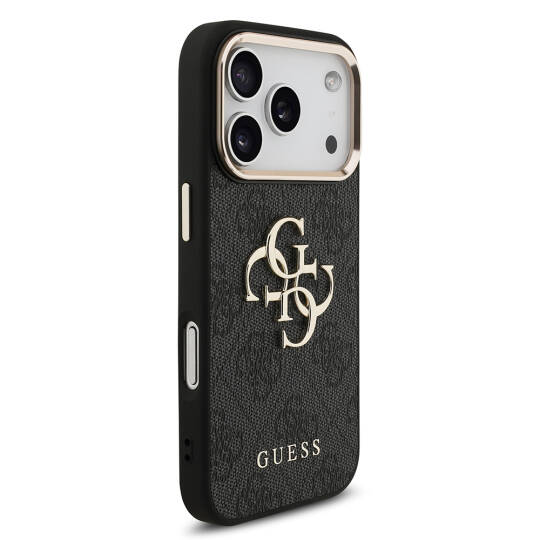 Apple iPhone 18 Pro Kılıf Guess Orjinal Lisanslı Gold Metal Kamera Çerçeveli 4G Desenli Metal Büyük 4G ve Yazı Logolu Kapak - 14