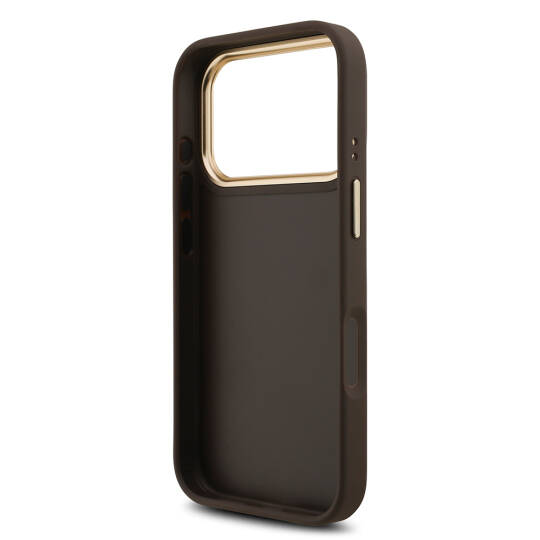 Apple iPhone 18 Pro Kılıf Guess Orjinal Lisanslı Gold Metal Kamera Çerçeveli 4G Desenli Metal Büyük 4G ve Yazı Logolu Kapak - 31