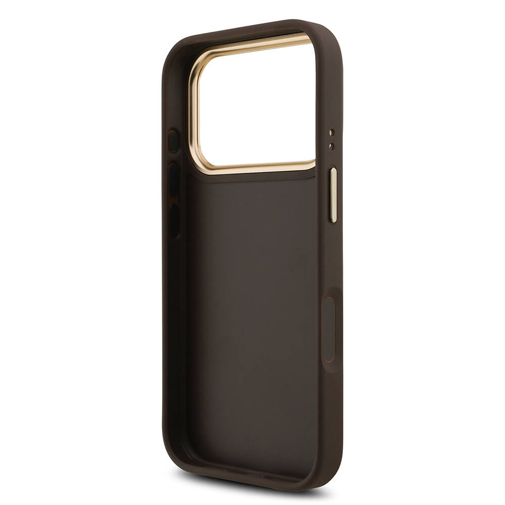 Apple iPhone 18 Pro Kılıf Guess Orjinal Lisanslı Gold Metal Kamera Çerçeveli 4G Desenli Metal Büyük 4G ve Yazı Logolu Kapak - 31