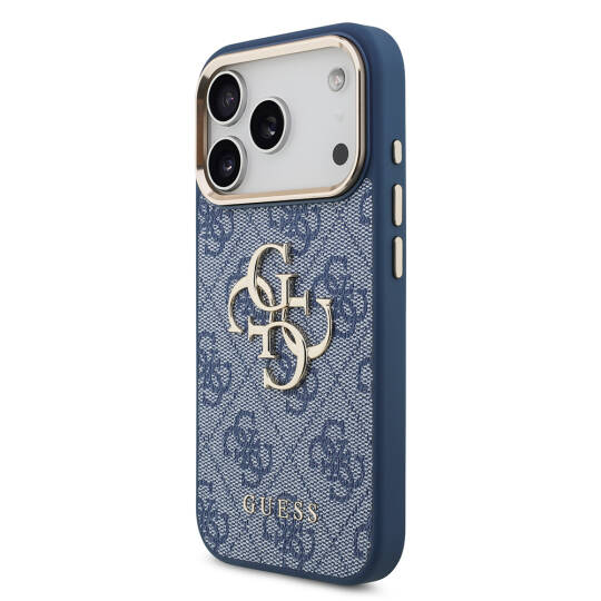 Apple iPhone 18 Pro Kılıf Guess Orjinal Lisanslı Gold Metal Kamera Çerçeveli 4G Desenli Metal Büyük 4G ve Yazı Logolu Kapak - 2