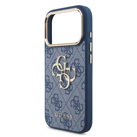 Apple iPhone 18 Pro Kılıf Guess Orjinal Lisanslı Gold Metal Kamera Çerçeveli 4G Desenli Metal Büyük 4G ve Yazı Logolu Kapak - 6