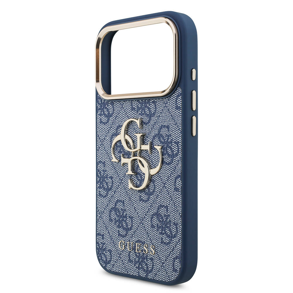 Apple iPhone 18 Pro Kılıf Guess Orjinal Lisanslı Gold Metal Kamera Çerçeveli 4G Desenli Metal Büyük 4G ve Yazı Logolu Kapak - 6
