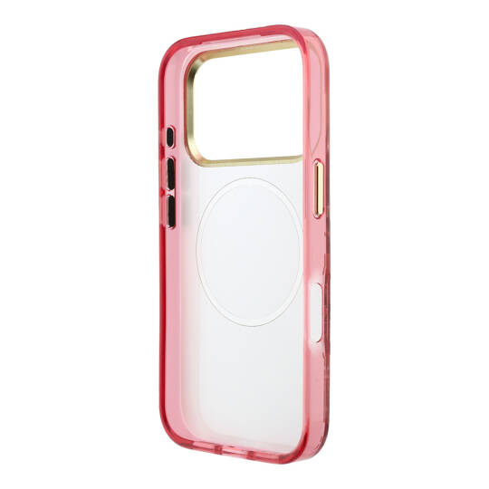 Apple iPhone 18 Pro Kılıf Guess Orjinal Lisanslı M-safe Şarj Özellikli Gül Desenli Simli Yazı Logolu Kapak - 7