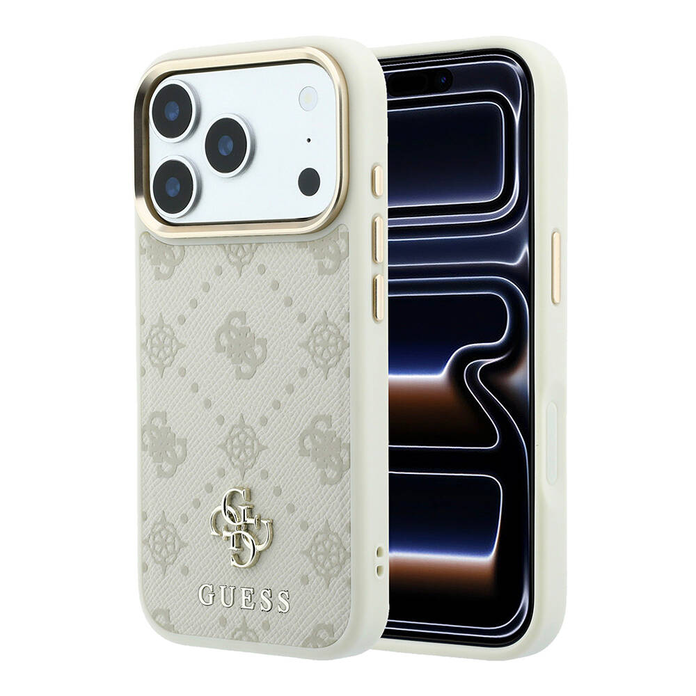 Apple iPhone 18 Pro Kılıf Guess Orjinal Lisanslı M-safe Şarj Özellikli Klasik Yazı ve 4G Logolu PU Deri Peony Kapak - 9