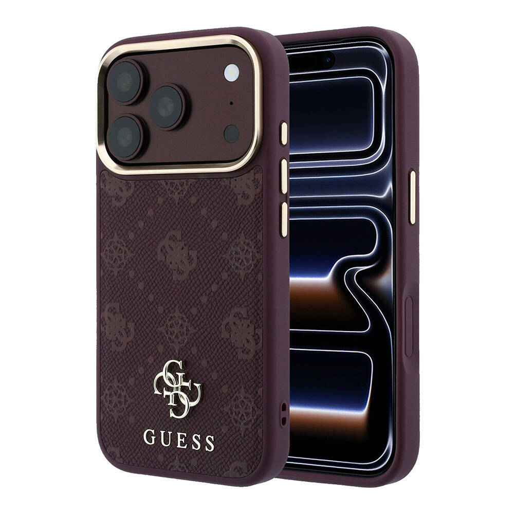 Apple iPhone 18 Pro Kılıf Guess Orjinal Lisanslı M-safe Şarj Özellikli Klasik Yazı ve 4G Logolu PU Deri Peony Kapak - 1