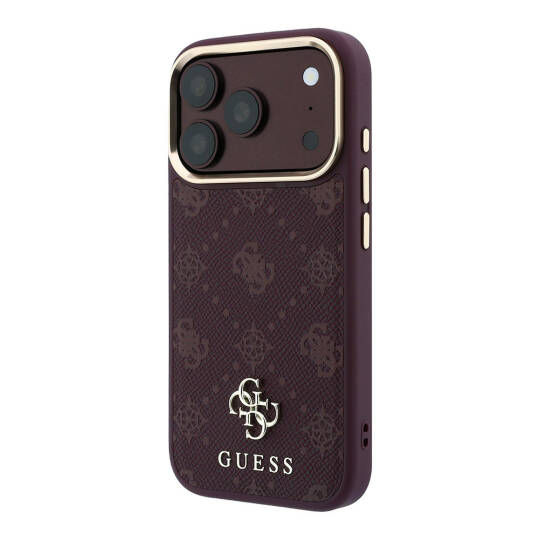 Apple iPhone 18 Pro Kılıf Guess Orjinal Lisanslı M-safe Şarj Özellikli Klasik Yazı ve 4G Logolu PU Deri Peony Kapak - 2