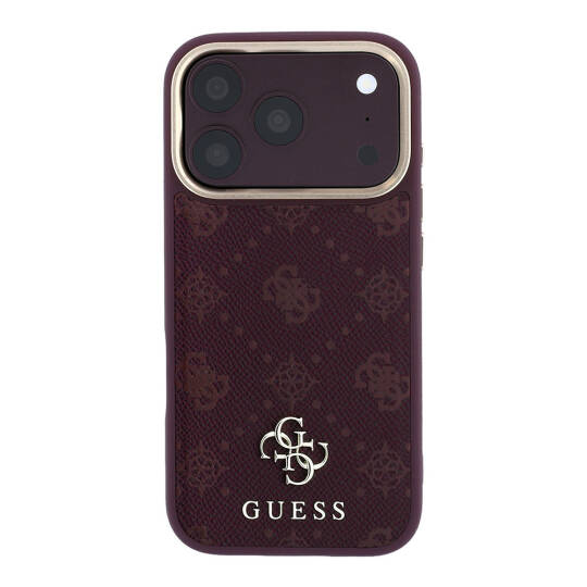 Apple iPhone 18 Pro Kılıf Guess Orjinal Lisanslı M-safe Şarj Özellikli Klasik Yazı ve 4G Logolu PU Deri Peony Kapak - 3