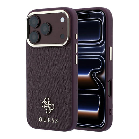 Apple iPhone 18 Pro Kılıf Guess Orjinal Lisanslı M-safe Şarj Özellikli Klasik Yazı ve 4G Logolu PU Deri Saffiano Kapak - 9