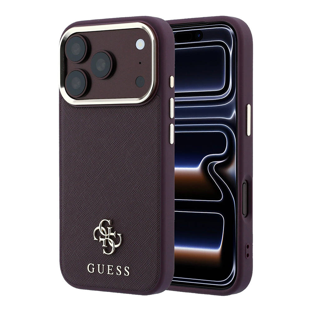 Apple iPhone 18 Pro Kılıf Guess Orjinal Lisanslı M-safe Şarj Özellikli Klasik Yazı ve 4G Logolu PU Deri Saffiano Kapak - 9
