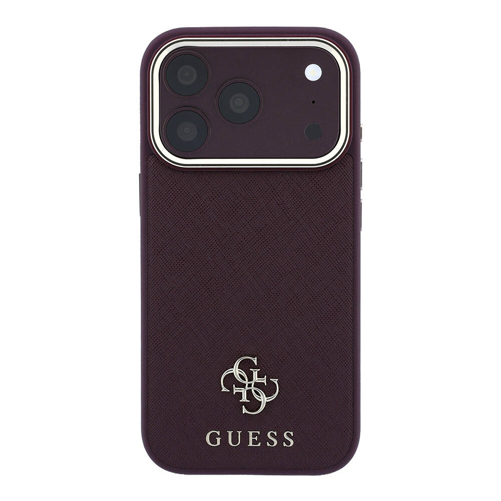 Apple iPhone 18 Pro Kılıf Guess Orjinal Lisanslı M-safe Şarj Özellikli Klasik Yazı ve 4G Logolu PU Deri Saffiano Kapak - 11