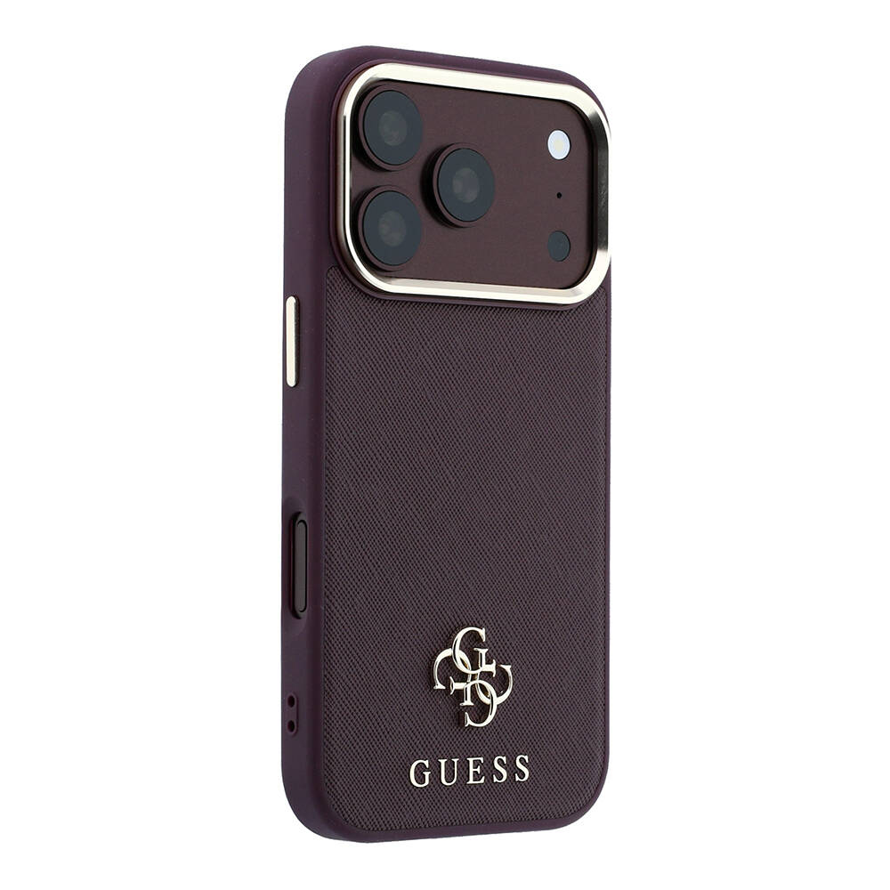 Apple iPhone 18 Pro Kılıf Guess Orjinal Lisanslı M-safe Şarj Özellikli Klasik Yazı ve 4G Logolu PU Deri Saffiano Kapak - 12
