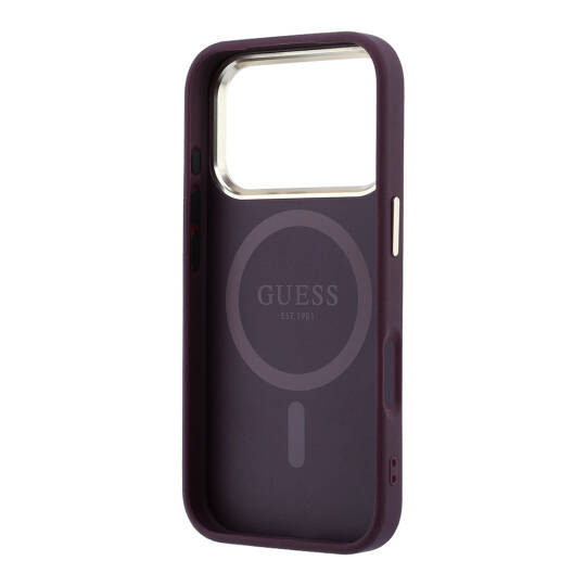 Apple iPhone 18 Pro Kılıf Guess Orjinal Lisanslı M-safe Şarj Özellikli Klasik Yazı ve 4G Logolu PU Deri Saffiano Kapak - 15