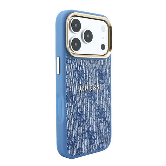 Apple iPhone 18 Pro Kılıf Guess Orjinal Lisanslı M-safe Şarj Özellikli Metal Kamera Çerçeveli C-Magnet 4G Desenli Yazı Logolu Kapak - 20