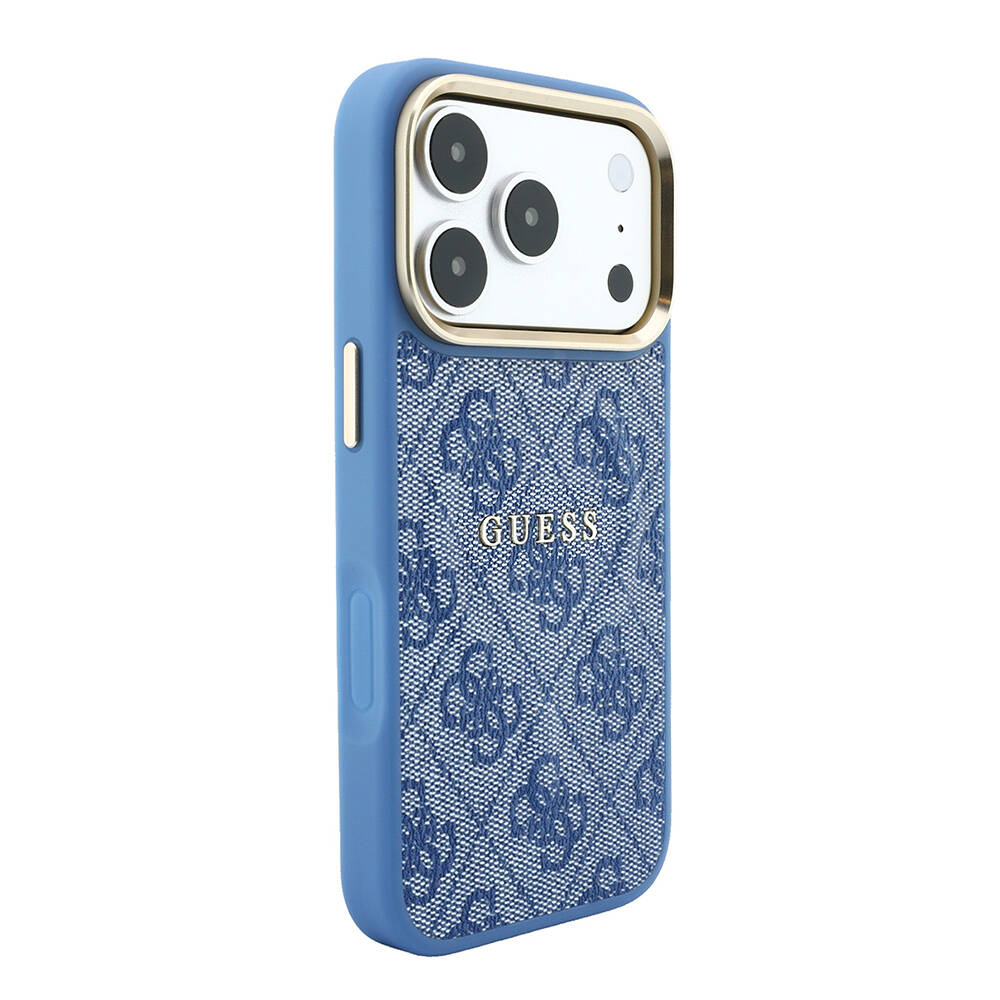 Apple iPhone 18 Pro Kılıf Guess Orjinal Lisanslı M-safe Şarj Özellikli Metal Kamera Çerçeveli C-Magnet 4G Desenli Yazı Logolu Kapak - 20