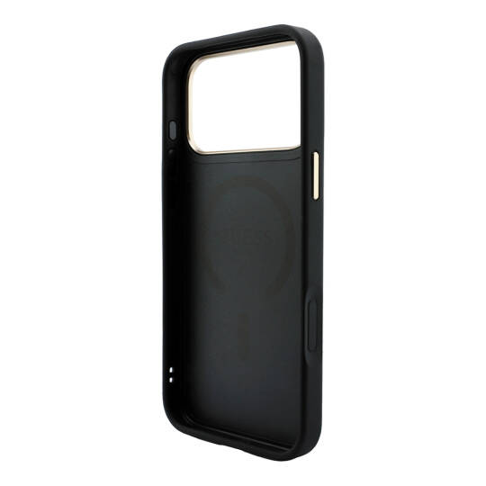 Apple iPhone 18 Pro Kılıf Guess Orjinal Lisanslı M-safe Şarj Özellikli Metal Kamera Çerçeveli C-Magnet 4G Desenli Yazı Logolu Kapak - 7