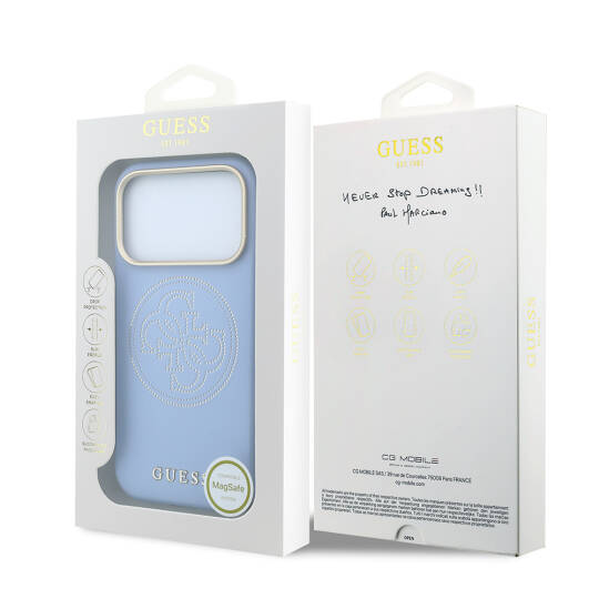 Apple iPhone 18 Pro Kılıf Guess Orjinal Lisanslı M-safe Şarj Özellikli PU Delikli 4G ve Yazı Logolu Kapak - 8