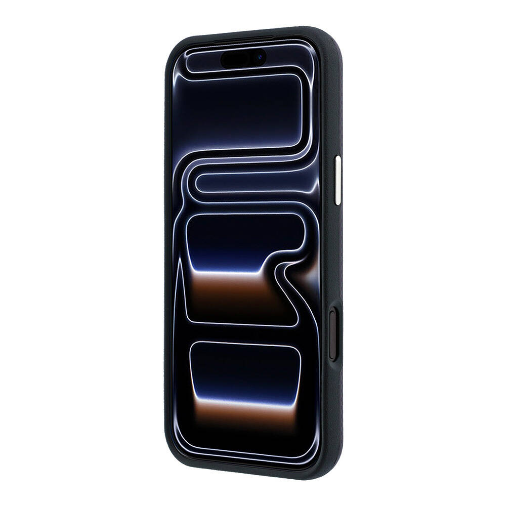 Apple iPhone 18 Pro Kılıf Guess Orjinal Lisanslı M-safe Şarj Özellikli PU Metal Üçgen Logolu Karbon Fiber Kevlar Kapak - 13