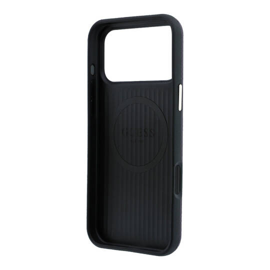 Apple iPhone 18 Pro Kılıf Guess Orjinal Lisanslı M-safe Şarj Özellikli PU Metal Üçgen Logolu Karbon Fiber Kevlar Kapak - 15
