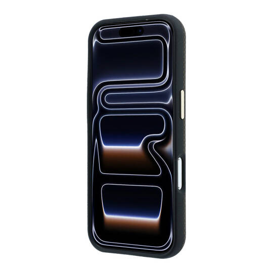 Apple iPhone 18 Pro Kılıf Guess Orjinal Lisanslı M-safe Şarj Özellikli PU Metal Üçgen Logolu Karbon Fiber Kevlar Kapak - 5