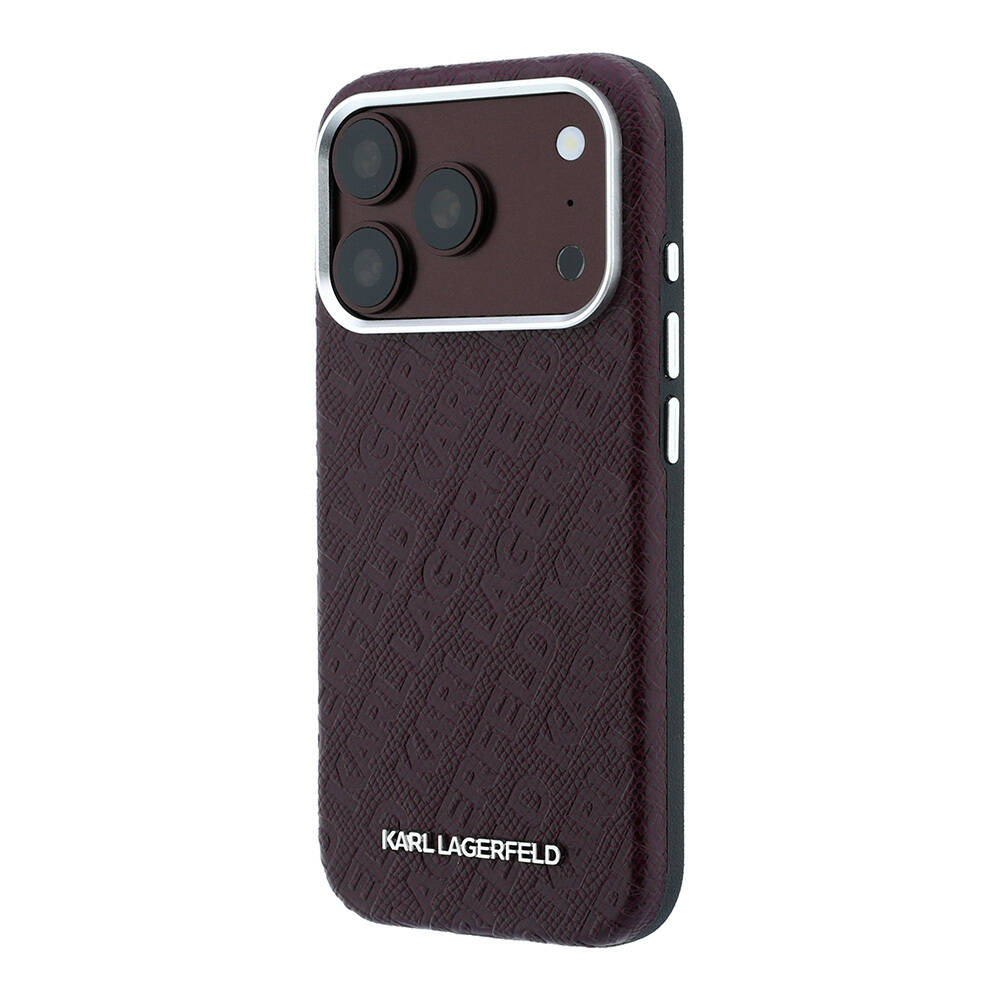 Apple iPhone 18 Pro Kılıf Karl Lagerfeld Orjinal Lisanslı PU Deri Damgalı Metal Yazı Logolu Grained Kapak - 2
