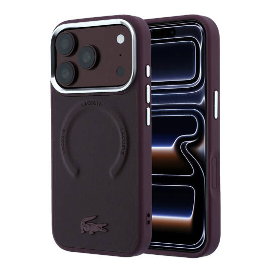 Apple iPhone 18 Pro Kılıf Lacoste Orjinal Lisanslı M-safe Şarj Özellikli Lenglen Icon Metal Logolu Kapak