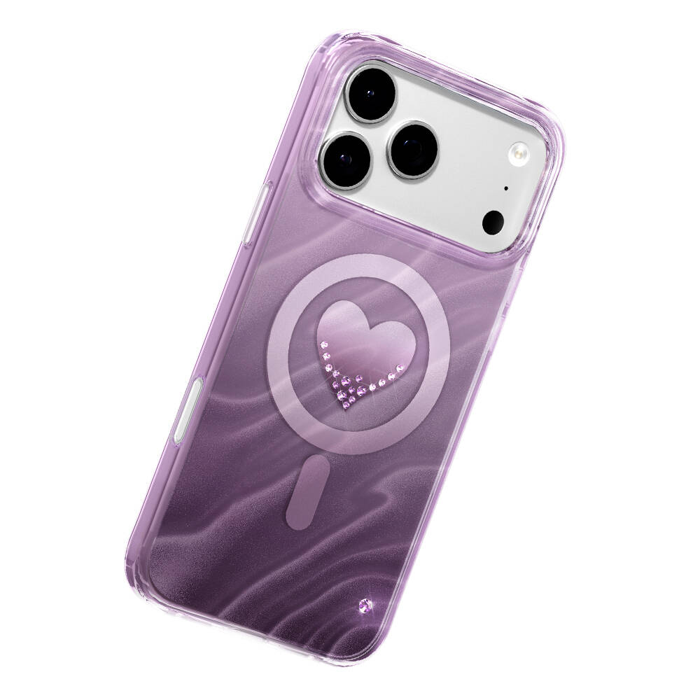 Apple iPhone 18 Pro Kılıf M-Safe Şarj Özellikli Orjinal Swarovski Taşlı Zore Paris Rovix Sert PC Kapak - 23