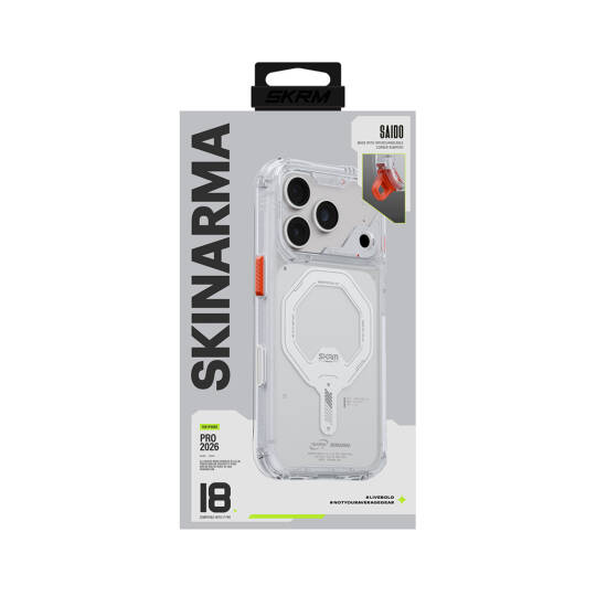 Apple iPhone 18 Pro Kılıf M-safe Şarj Özellikli Şeffaf Airbag Tasarımlı Skinarma Saido Mag-Charge Kapak - 6
