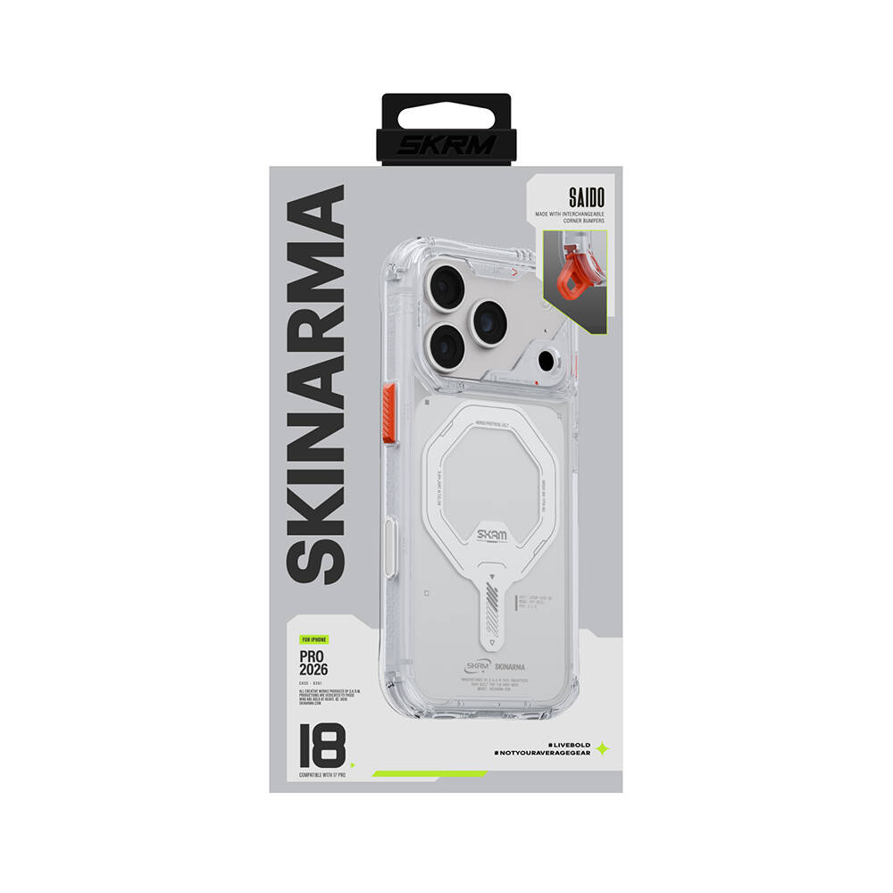 Apple iPhone 18 Pro Kılıf M-safe Şarj Özellikli Şeffaf Airbag Tasarımlı Skinarma Saido Mag-Charge Kapak - 6