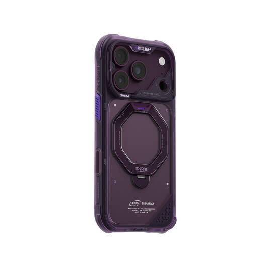 Apple iPhone 18 Pro Kılıf M-safe Şarj Özellikli Standlı Skinarma Saturn Kapak Bordo
