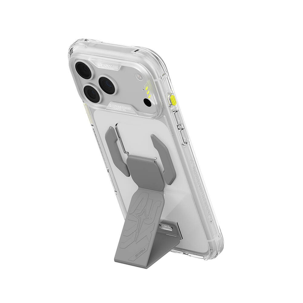 Apple iPhone 18 Pro Kılıf M-safe Şarj Özellikli Teknoloji Desenli Skinarma Helio CE Mag Charge Standlı Kapak - 11
