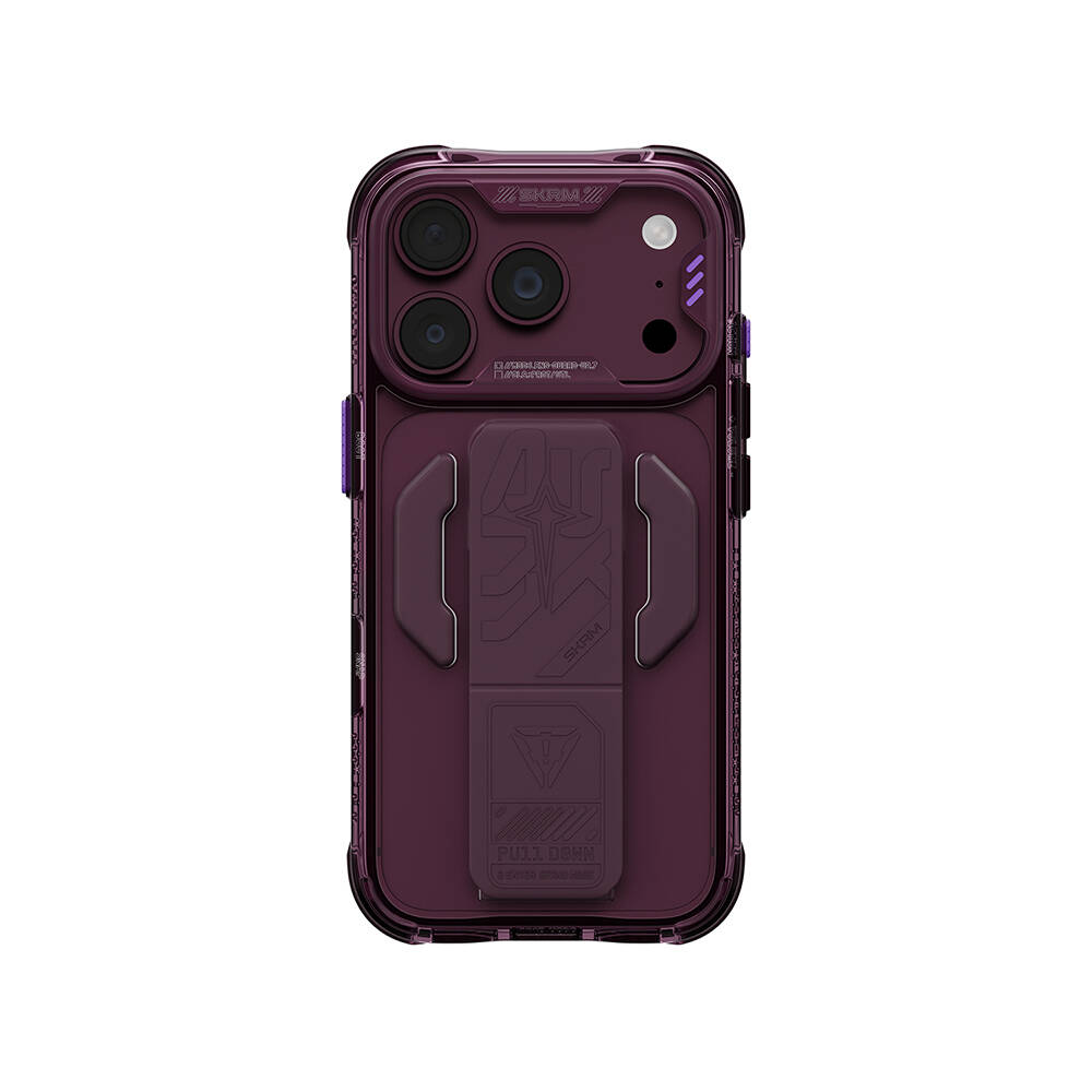 Apple iPhone 18 Pro Kılıf M-safe Şarj Özellikli Teknoloji Desenli Skinarma Helio CE Mag Charge Standlı Kapak - 1