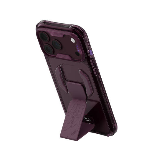 Apple iPhone 18 Pro Kılıf M-safe Şarj Özellikli Teknoloji Desenli Skinarma Helio CE Mag Charge Standlı Kapak - 2