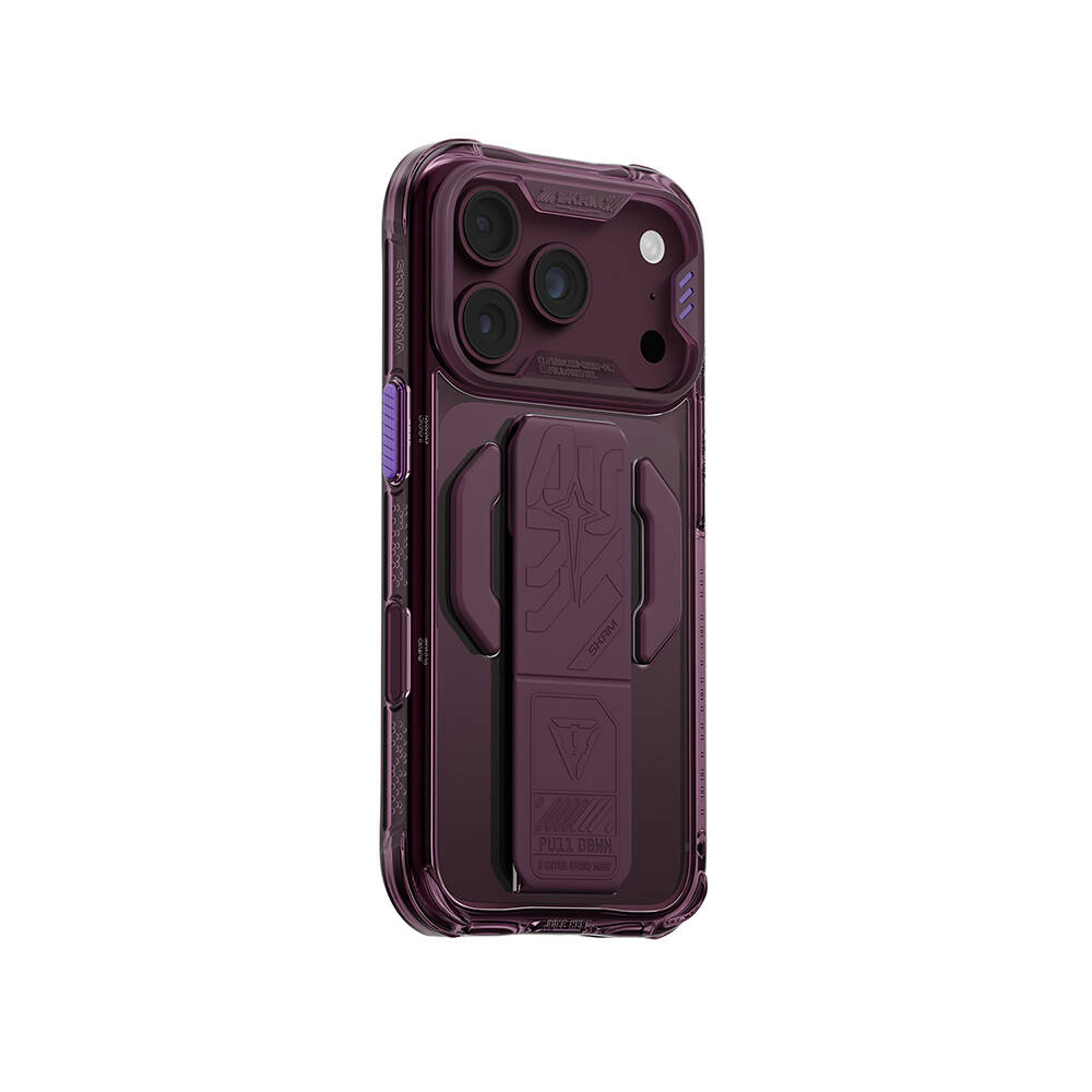 Apple iPhone 18 Pro Kılıf M-safe Şarj Özellikli Teknoloji Desenli Skinarma Helio CE Mag Charge Standlı Kapak - 3